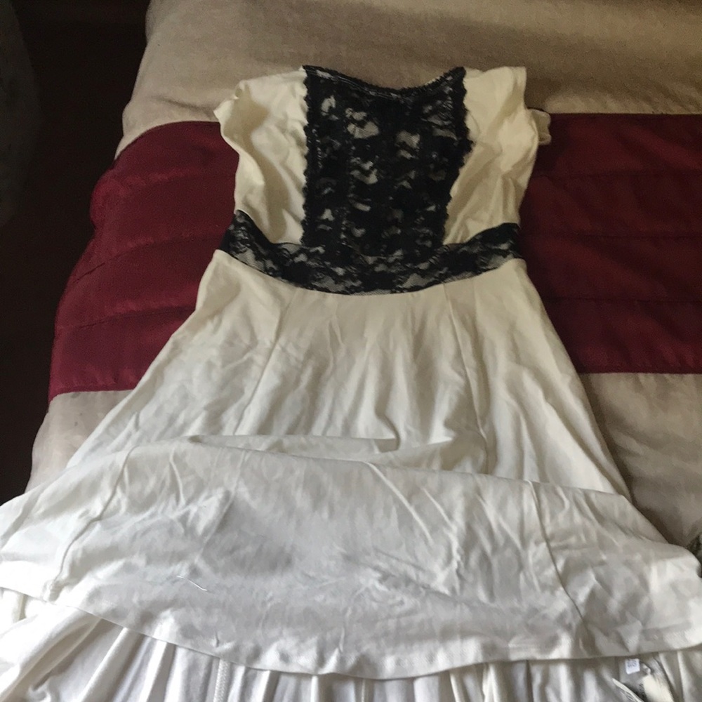 White dress with black lacing